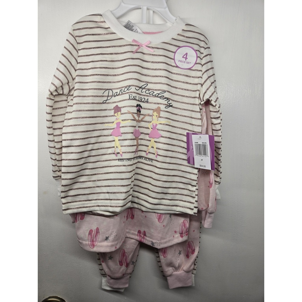 Dream Big Peace Out Toddler Girls Sz 2T Crew Neck Long Sleeve 4-pc. Pajama Sets